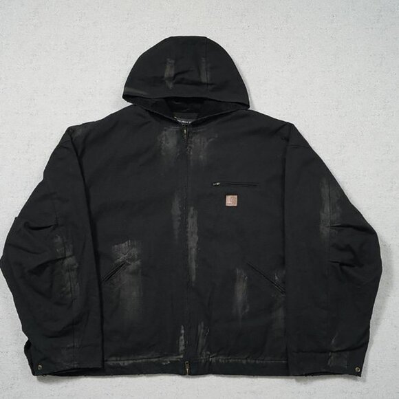 Grailz Projectgr23 Mud Dyed Dirty Dyed Work Jacket Hooded Coat